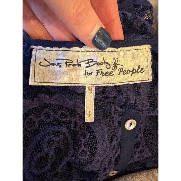 Jen's Pirate Booty Free People Dress Women Small Purple Crochet Lace El Sol Mini - Picture 10 of 11